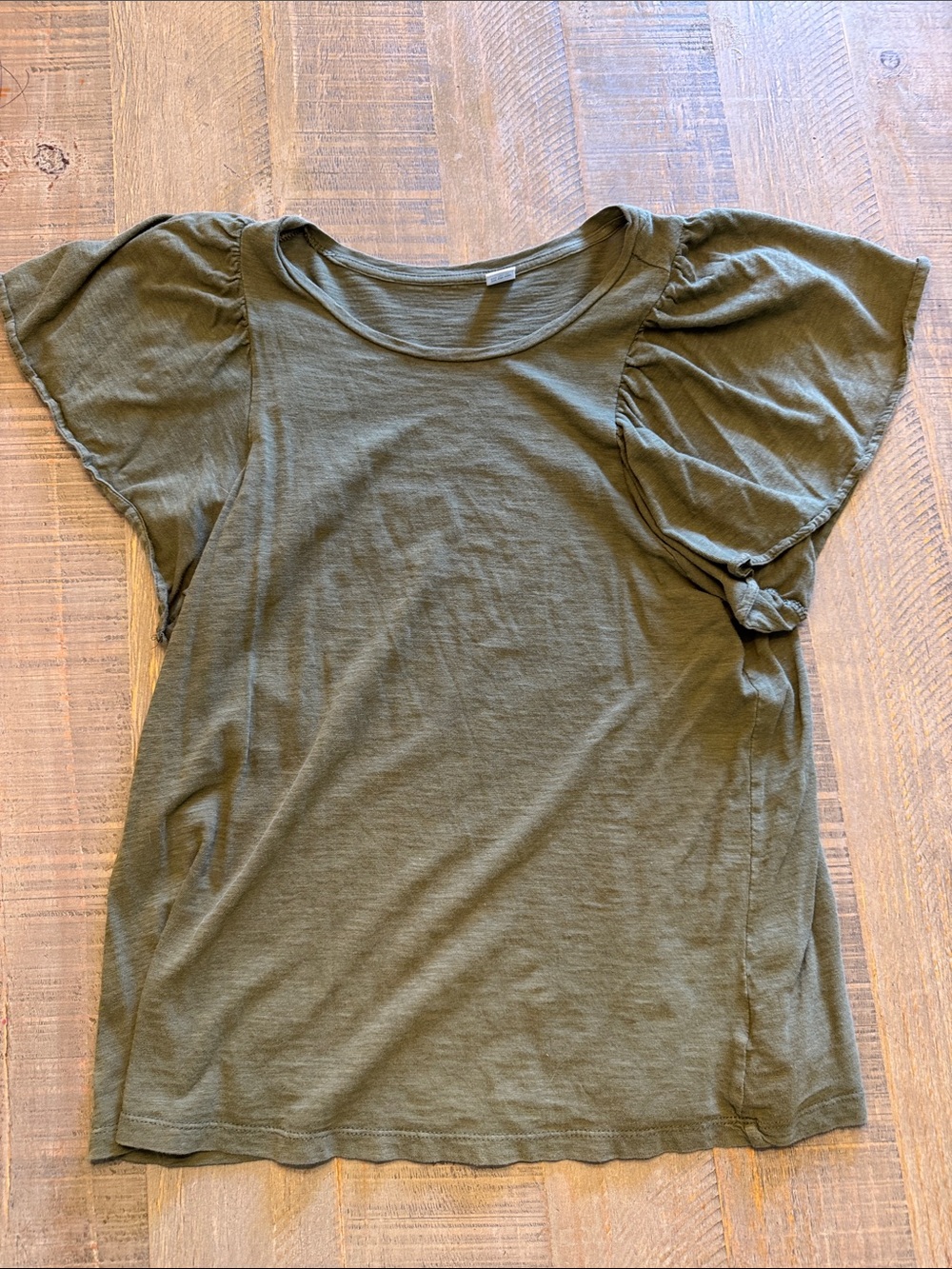 Old Navy Olive Green Short Sleeve Puff-Sleeve Tee